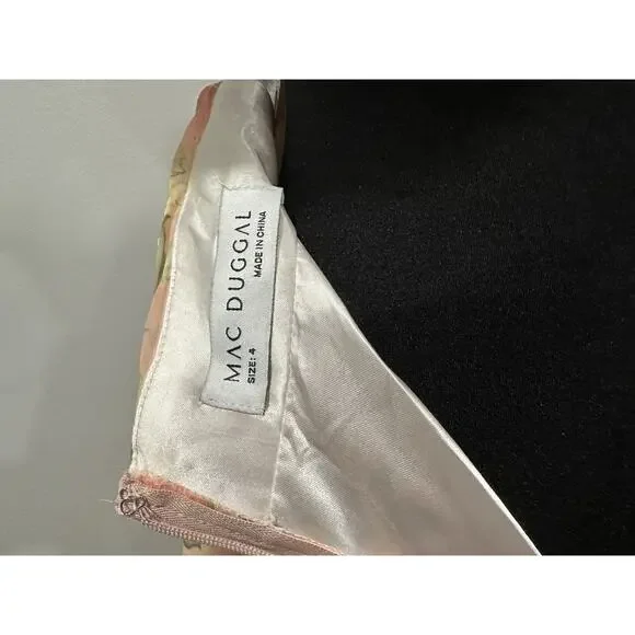 Mac Duggal 67803 Pink Ruffle Tiered Floral Cut-Out Chiffon Gown Dress Sz 4 NWOT - Picture 6 of 6